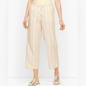 Talbots Wide Leg Linen Cotton Pants Womens Small Striped Rainbow